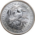 Australia, Elżbieta II, 5 dolarów 1990, Kookaburra, 1 Oz Ag999