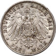 Niemcy, Wirtembergia, Wilhelm II, 3 marki 1912 F