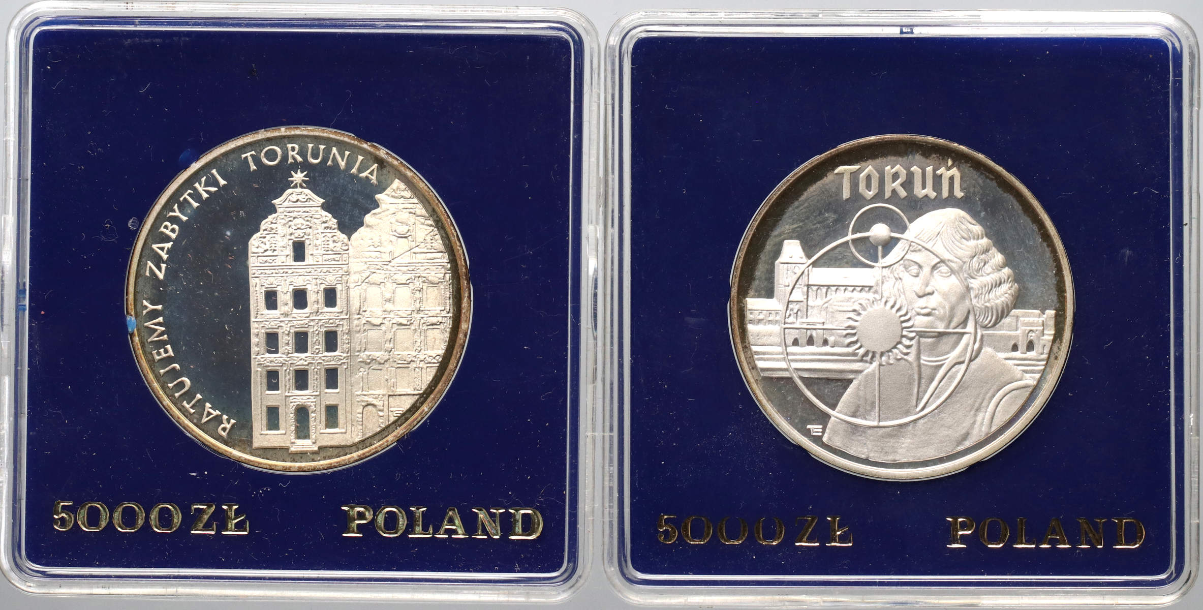 39. Polska, PRL, 2 x 5000 złotych 1989, Toruń, Kopernik