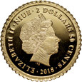 80. Niue, Elżbieta II, 2,50 dolara 2018, Cicha noc, złoto