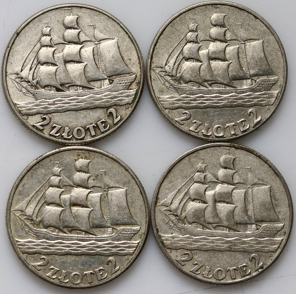 Polska, II RP, 4 x 2 złote 1936, Żaglowiec