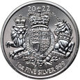 Wielka Brytania, Elżbieta II, 2 funty 2022 Royal Arms 1 Oz Ag999
