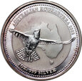 3. Australia, Elżbieta II, 1 dolar 2002, Kookaburra, 1 Oz Ag999