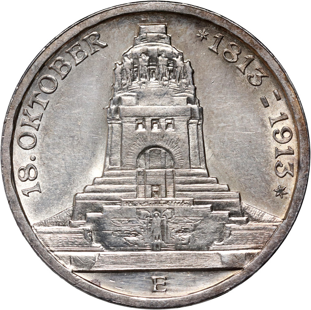 35. Niemcy, Saksonia, Fryderyk August III, 3 marki 1913 E
