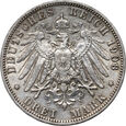 Niemcy, Prusy, Wilhelm II, 3 marki 1908 A