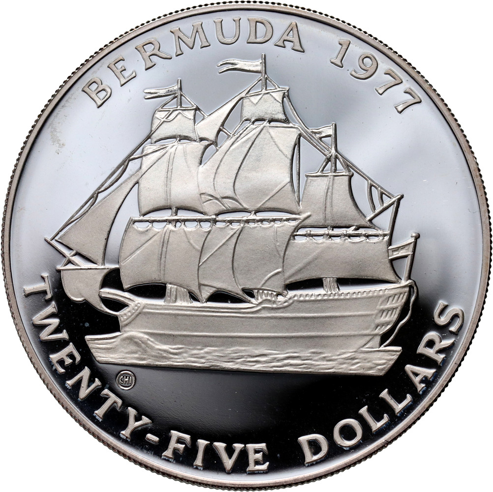 Bermudy, Elżbieta II, 25 dolarów 1977 CHI, Srebrny Jubileusz