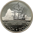 46. Kanada, Elżbieta II, dolar 1987, Odkrycie Davis Strait, PROOF