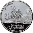 28. Niue, Elżbieta II, 2 dolary 2021, Piraci z Karaibów, 1 Oz Ag999