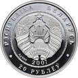 6. Białoruś, 20 rubli 2007, Wilk, 1 Oz Ag999