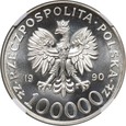 Polska, 100000 złotych 1990, Solidarność, Typ A, 1 Oz Ag999
