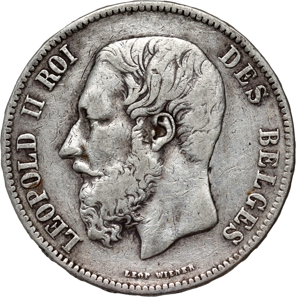 35. Belgia, Leopold II, 5 franków 1870