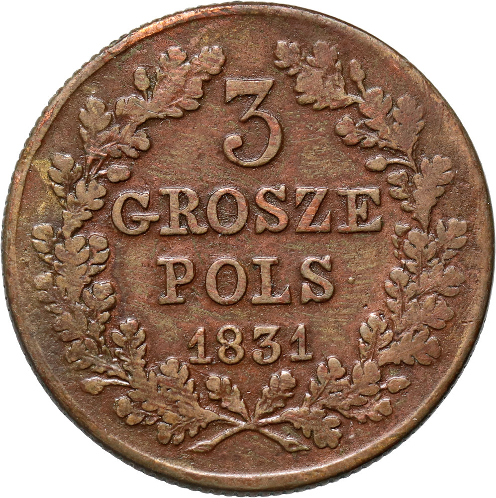 22. Królestwo Polskie, Powstanie Listopadowe, 3 grosze 1831 KG