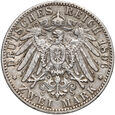 4. Niemcy, Badenia, Fryderyk I, 2 marki 1896 G, rzadki rocznik