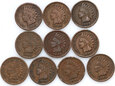 53. USA, zestaw 10 x 1 cent, Indianin, Indian Head Cent