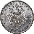 34. Niemcy, Prusy, Fryderyk III, 5 marek 1888 A, rzadki typ monety