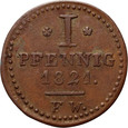 Niemcy, Waldeck-Pyrmont, 1 pfennig 1821 FW