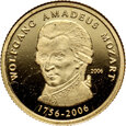 81. Togo, 1500 franków 2006, W. A. Mozart, złoto