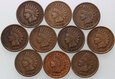 119. USA, zestaw 10 x cent 1895-1908, Indianin, Indian Head Cent