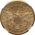 USA, 20 dolarów 1876 CC, Carson City, NGC XF45, #LK