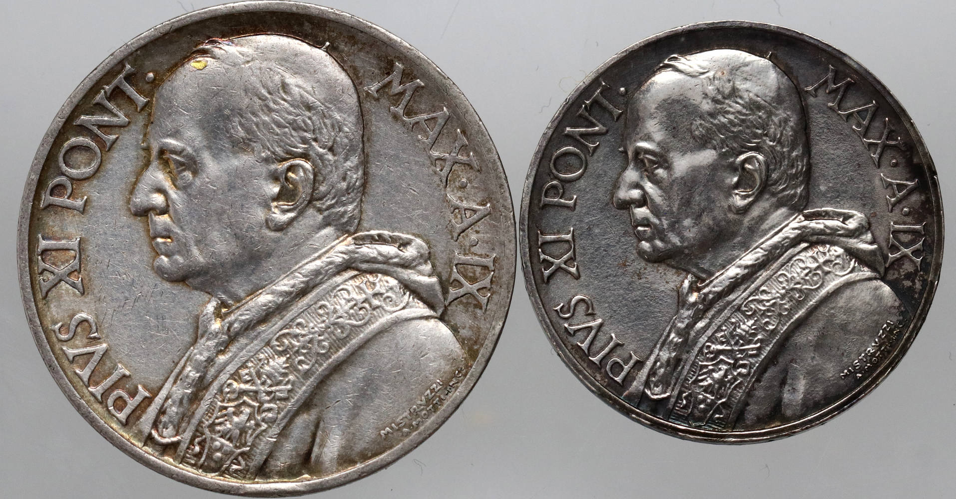 1. Watykan, 5 lirów 1930, 10 lirów 1930, Pius XI