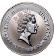 12. Australia, Elżbieta II, 2 dolary 1992, Kookaburra, 2 Oz Ag999