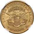 USA, 20 dolarów 1861, Filadalfia, NGC AU50, #LK