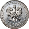 61. Polska, 100000 złotych 1990, Solidarność Typ A, 1 Oz Ag999