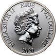 Niue, Elżbieta II, 2 dolary 2020, Back to the Future, 1 Oz Ag999