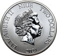 30. Niue, Elżbieta II, 2 dolary 2021, Żółw Szylkretowy, 1 Oz Ag999