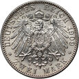 72. Niemcy, Saksonia Albertine, Fryderyk August III, 2 marki 1909
