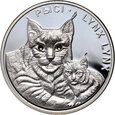 5. Białoruś, 20 rubli 2008, Rysie, 1 oz Ag999