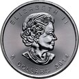 44. Kanada, Elżbieta II, 5 dolarów 2014, Liść Klonu, 1 Oz Ag999