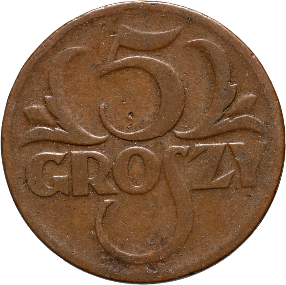 51. Polska, II RP, 5 groszy 1934, bardzo rzadki rocznik