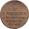 Śląsk, Fryderyk Wilhelm II, 1/2 krajcara 1788 B, Wrocław