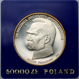 Polska, PRL, 50000 złotych 1988, Józef Piłsudski