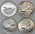 35. Kanada, Elżbieta II, zestaw 4 x 25 centów 1961-1996