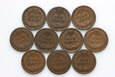 USA, zestaw 10 x cent 1891-1907, Indianin, Indian Head Cent