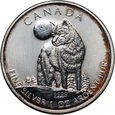 14. Kanada, Elżbieta II, 5 dolarów 2011 Wilk algonkiński 1 Oz Ag999