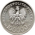 27. Polska, PRL, 100000 złotych 1990, Solidarność, gruba