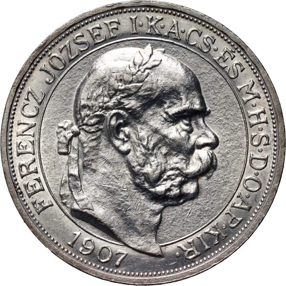 18. Węgry, Franciszek Józef I, 5 koron 1907 KB