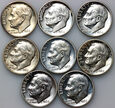 88. USA, zestaw 8 x dime 1962-1964, Roosevelt Silver Dime