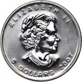 Kanada, Elżbieta II, 5 dolarów 2007, Liść Klonu, 1 Oz Ag999