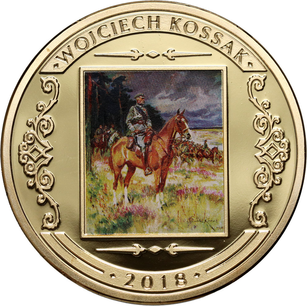 Polska, medal 2018, Wojciech Kossak, Józef Piłsudski na Kasztance