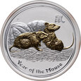 1. Australia, Elżbieta II, 1 dolar 2008 P, Rok Szczura, 1 Oz Ag999