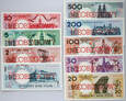 Polska, III RP, Warszawa, zestaw 9 banknotów 1.03.1990