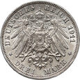 124. Niemcy, Wirtembergia, Wilhelm II, 3 marki 1911 F