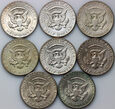 USA, zestaw 8 x 1/2 dolara 1967-1968, John F. Kennedy