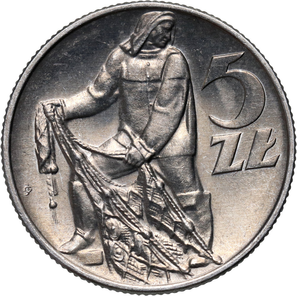 12. Polska, PRL, 5 złotych 1974, Rybak