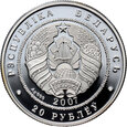 5. Białoruś, 20 rubli 2007, Wilk, 1 Oz Ag999