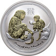 4. Australia, Elżbieta II, 1 dolar 2016 P, Rok Małpy, 1 Oz Ag999